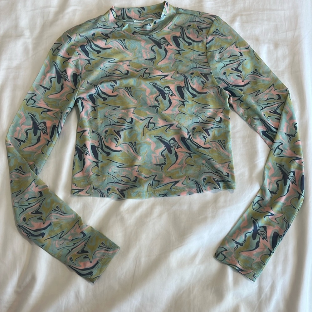Tillys multi colored mesh long sleeve going out top